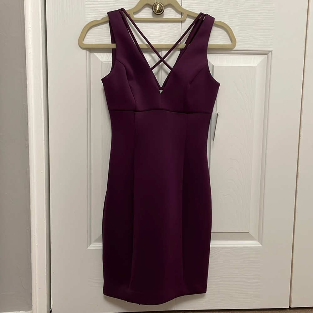 NWT Guess Bodycon Criss-Cross Dress in Plum